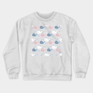 Whale Pattern Vector Black Background Crewneck Sweatshirt